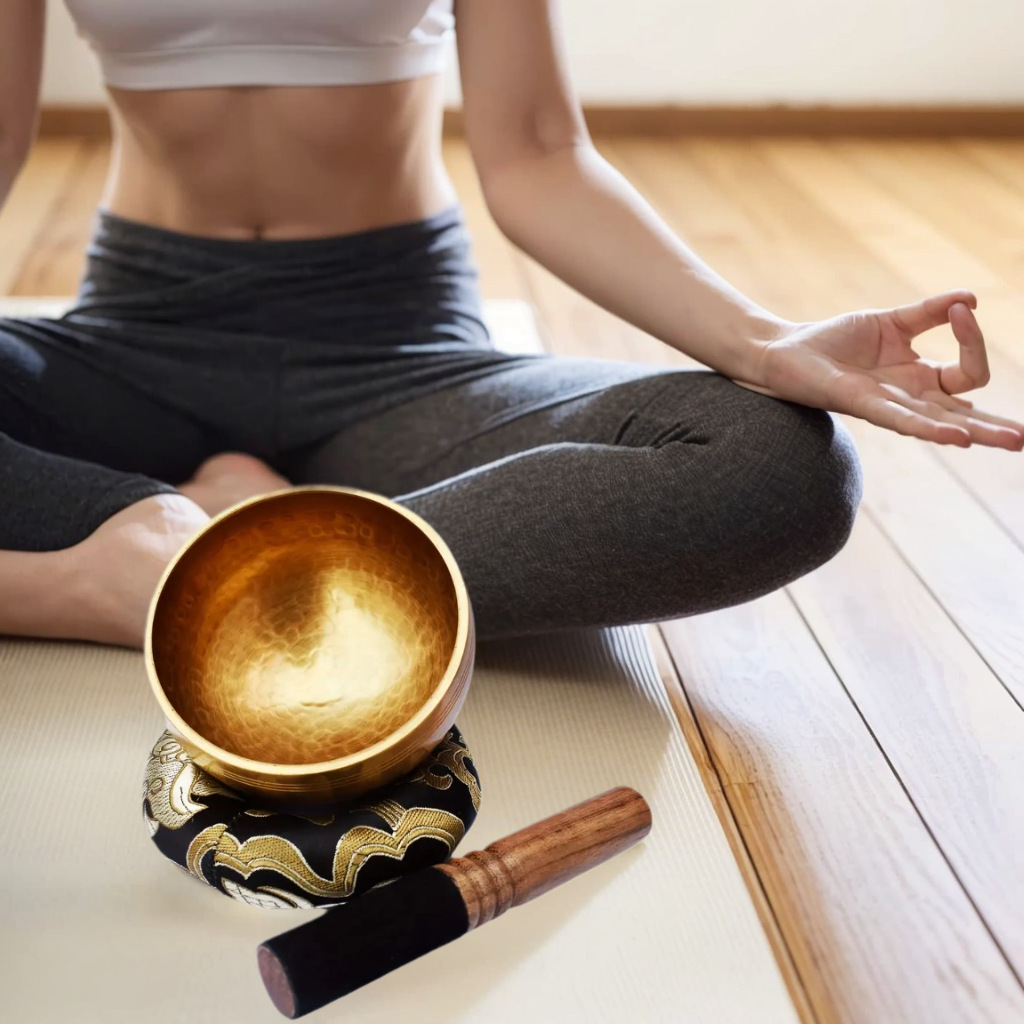 Tibetan Singing Bowl - Grand bol chantant tibétain en laiton,