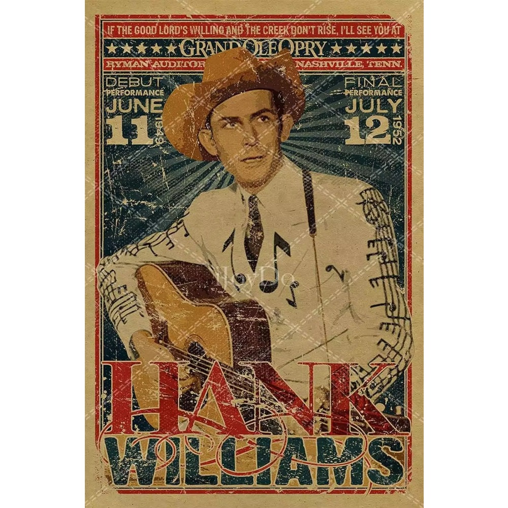 Musical Instrument Sign - Hank Williams – panneau métallique rétro