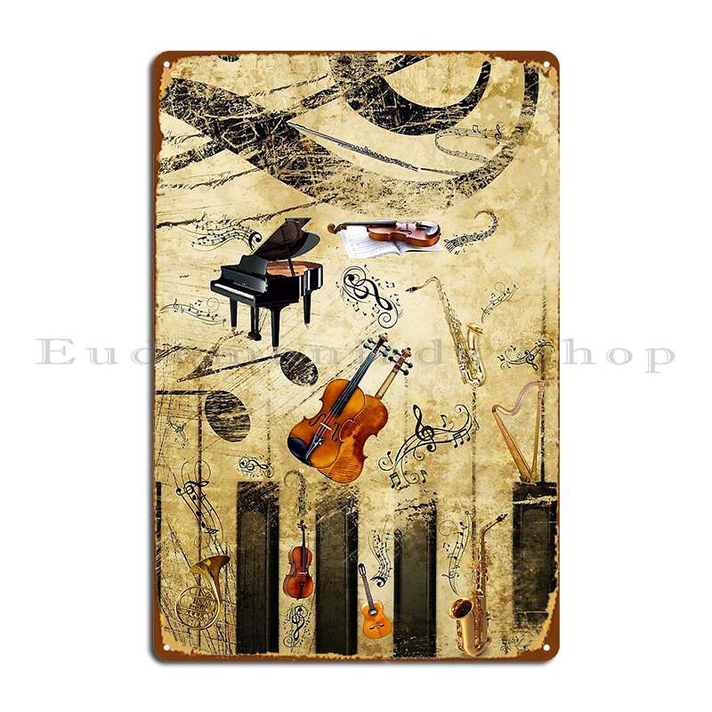 Musical Instrument Sign - Affiche en Plaque métallique pour instruments