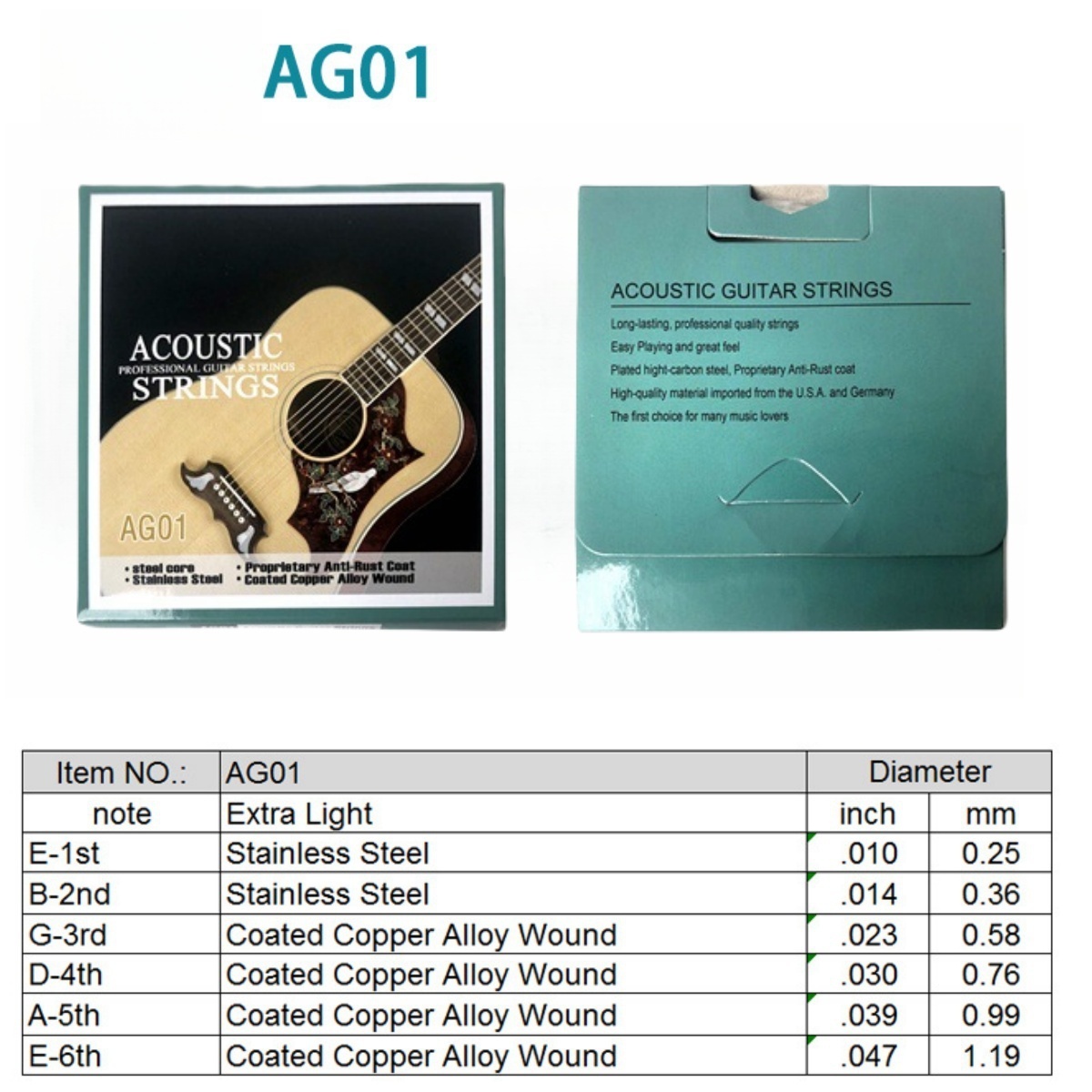 Miwayer 1 jeu/6 cordes AG01 co - Musical Instrument Set avis et prix